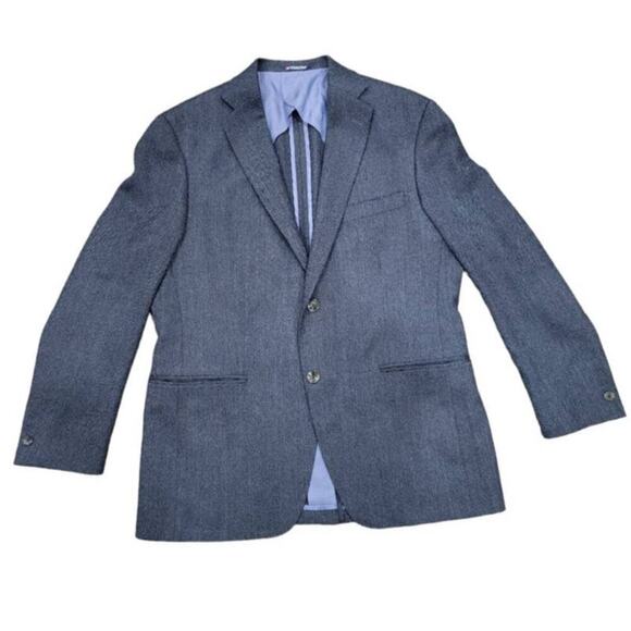 Hart Schaffner Men's Marx Wool Classic Fit Suit Blazer Jacket Size 42R Navy Blue - Picture 1 of 12